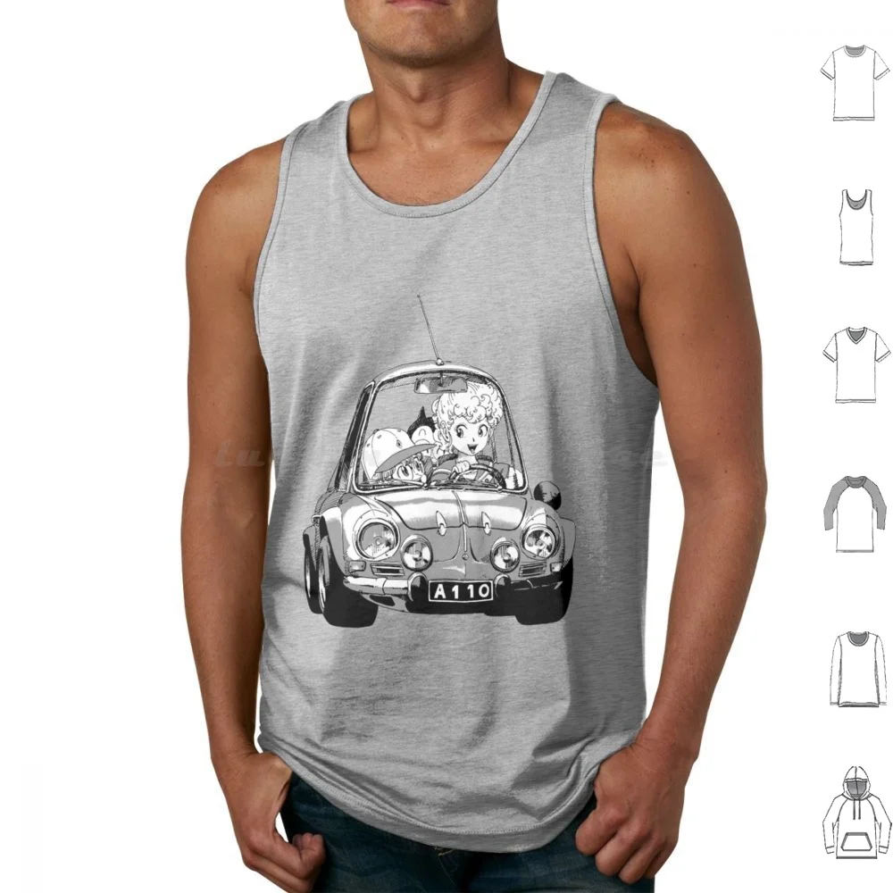 Slump Alpine Tank Tops Print Cotton Dr Slump Akira Toriyama Arale Norimaki Penguin Village Alpine A110 Motorsport