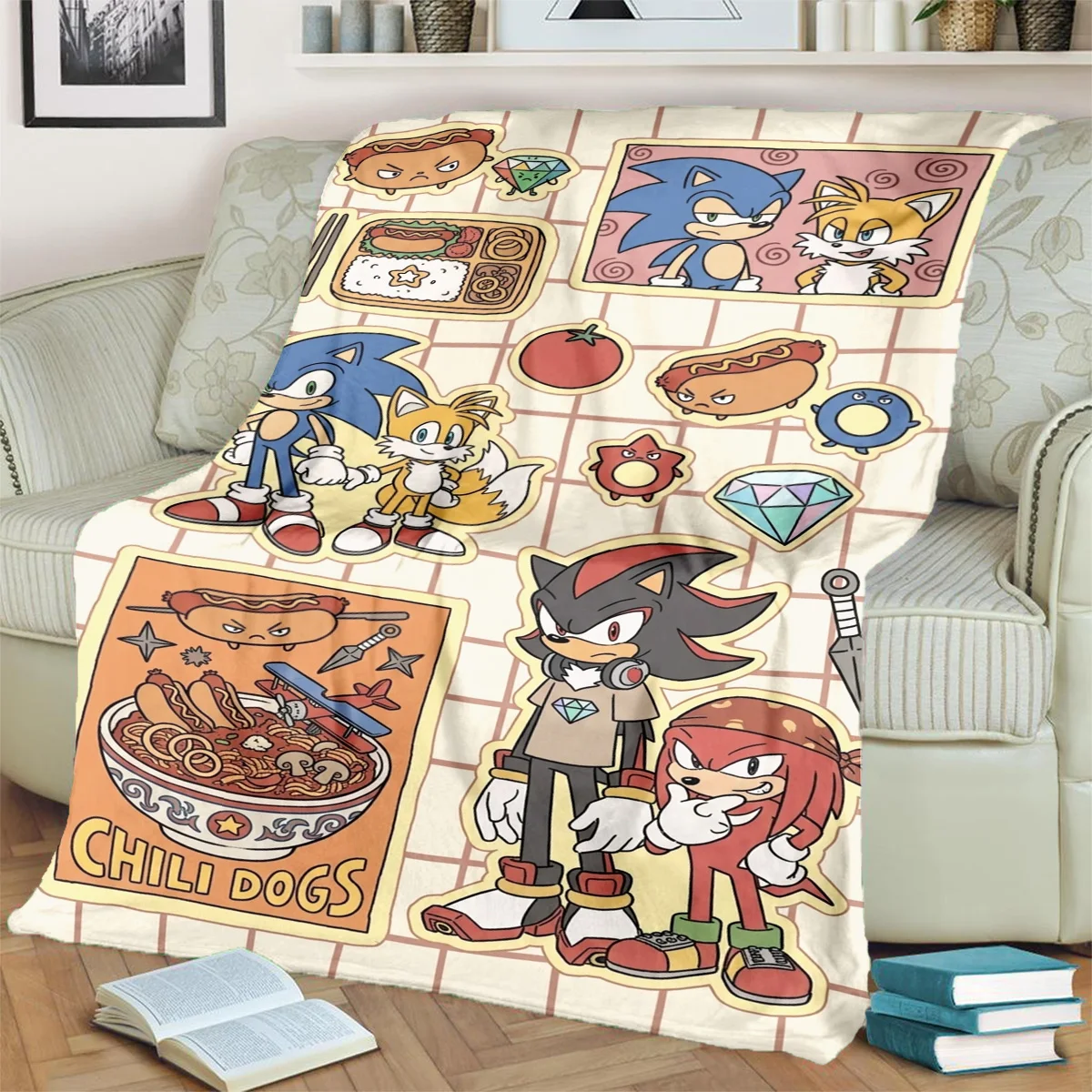 Sonic the Hedgehog Warm  Comfortable Flannel Blanket  Print for Picnics, Travel, Chairs, Beds, Sofas, Bedrooms-kwq184