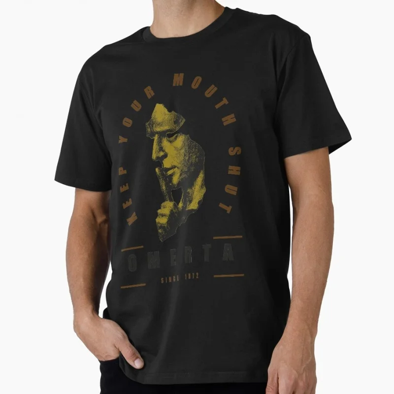 

Keep your mouth shut Retro Crime Movie The Godfather Gift t shirt Men‘s Short Sleeve Graphic clothes All size tee S-6XL
