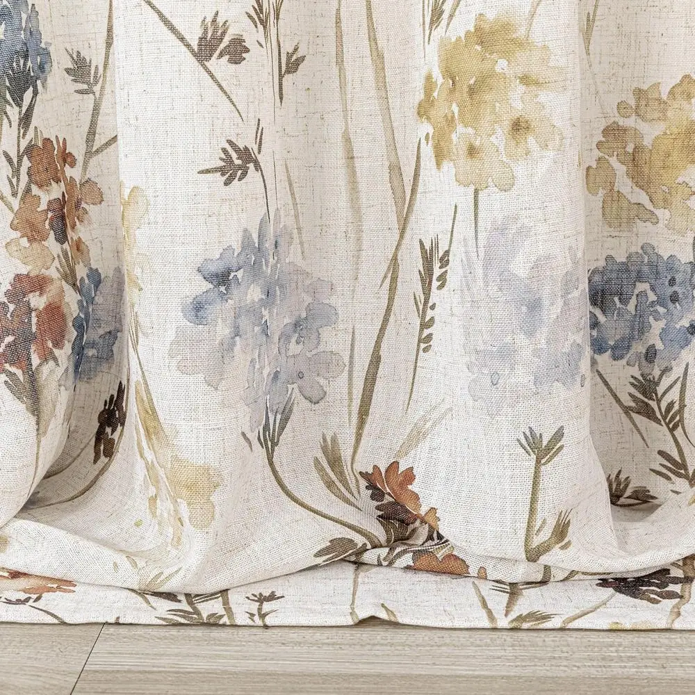 ستائر كتان زهرية صفراء - خصوصية شبه شفافة لغرف المعيشة وتناول الطعام، W52xL102، مجموعة من 2