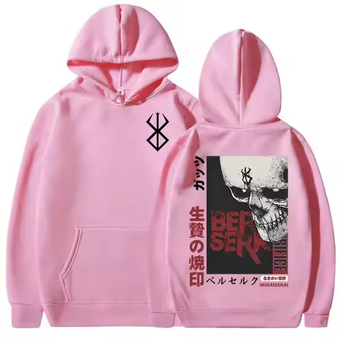 Men's Hoodie Casual Oversized Pullovers Anime Berserk Guts Graphic Print Swordsman Casca Brand of Sacrifice Zodd Hoodies