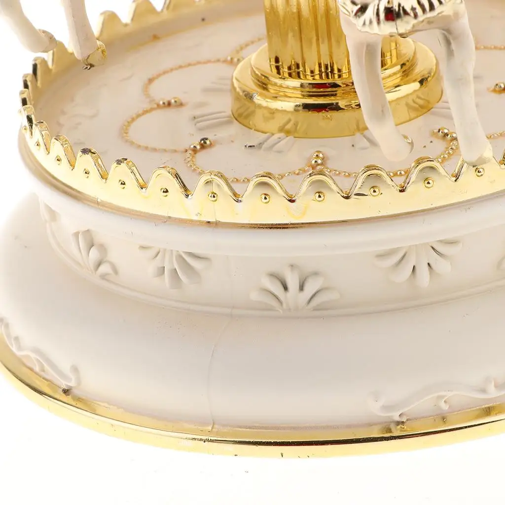 

Color Changing Music Box Resin LED Rotating Ornament Romantic Carousel for Christmas Birthday Wedding Gift