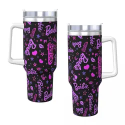 Stainless Steel Tumbler MINISO Barbie Logo Print Thermal Mug Portable Hot Drinks Car Mugs Travel Custom DIY Water Bottle