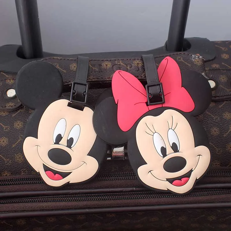 Disney-etiqueta de Gel de sílice para equipaje, accesorios de viaje para maleta, soporte para identificación, etiqueta de embarque portátil