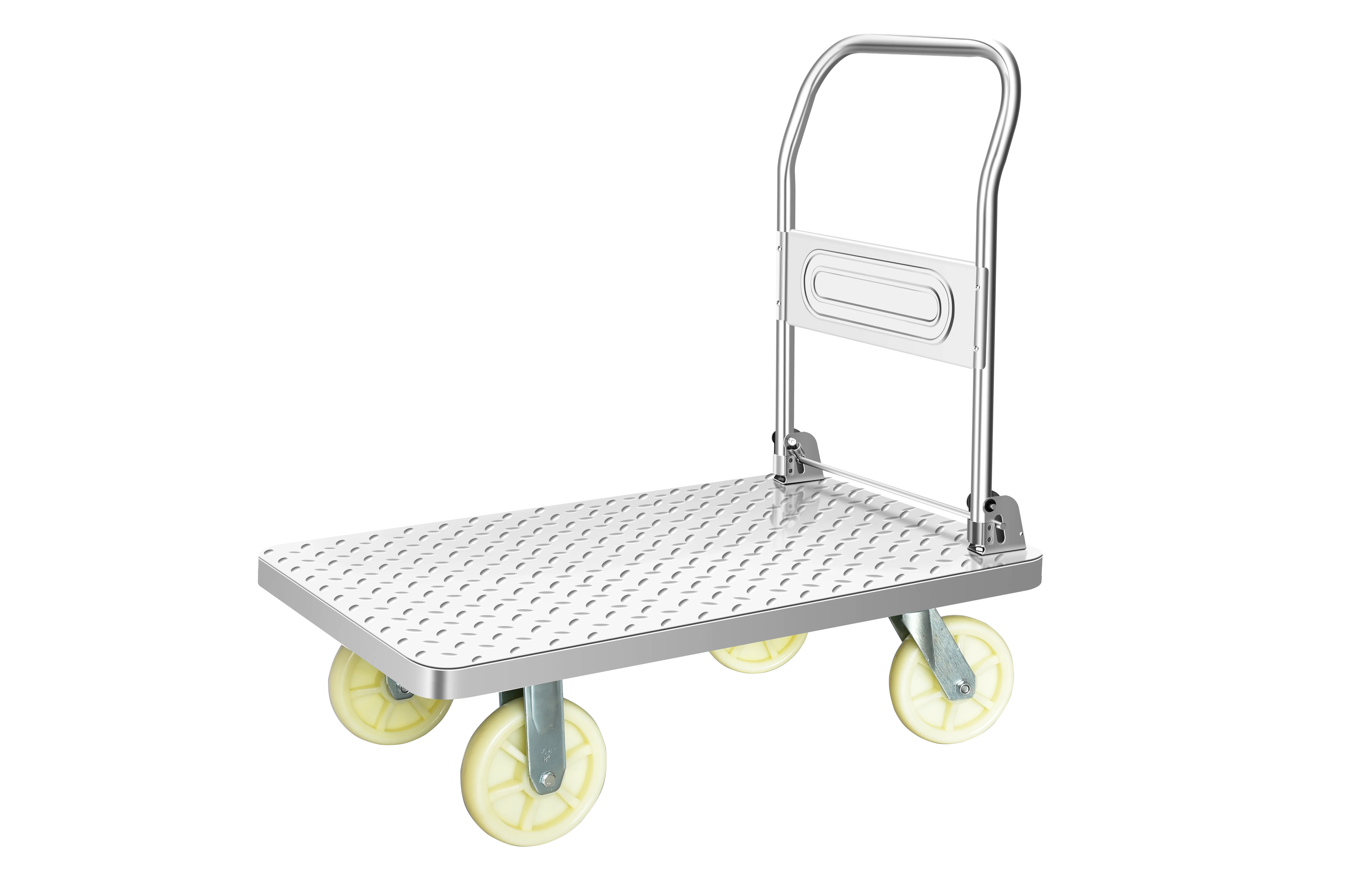 شاحنات منصة عربة حديدية مع سياج شاحنة يدوية قابلة للطي عربة منصة محمولة دوللي قابلة للطي مع سلك شبكي