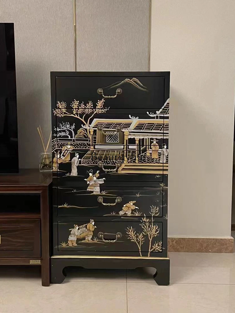 Moderne einfache chinesische Retro schwarz lackierte dekorative Vitrine