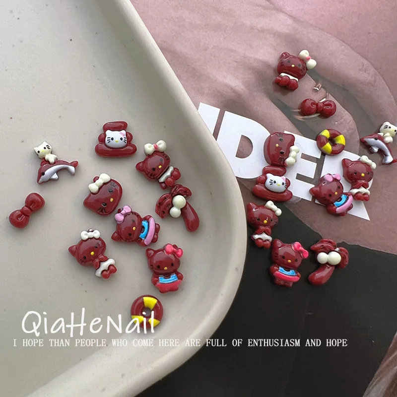 10pcs miniso astronaut cartoon nail charms for diy nail making kawaii cute resin nail art decoreation