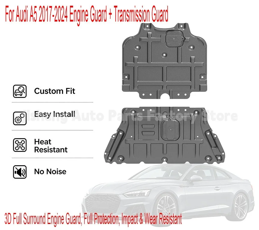 Engine Under Cover Skid Plate for Audi A5 2017-2024 Thickened Chassis Guard, Engine & Transmission Protection Shield