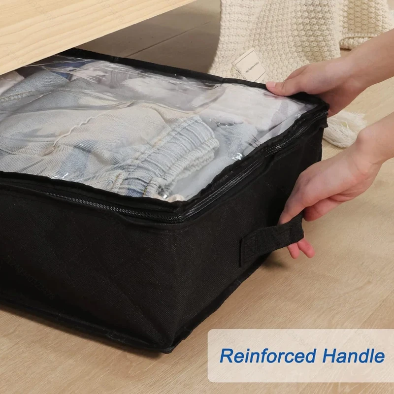 Under Bed Storage Containers,Underbed Storage 4.5 Inches Low Profile with Sturdy Sidewalls/Bottom for Clothes, Blanket, Pillows