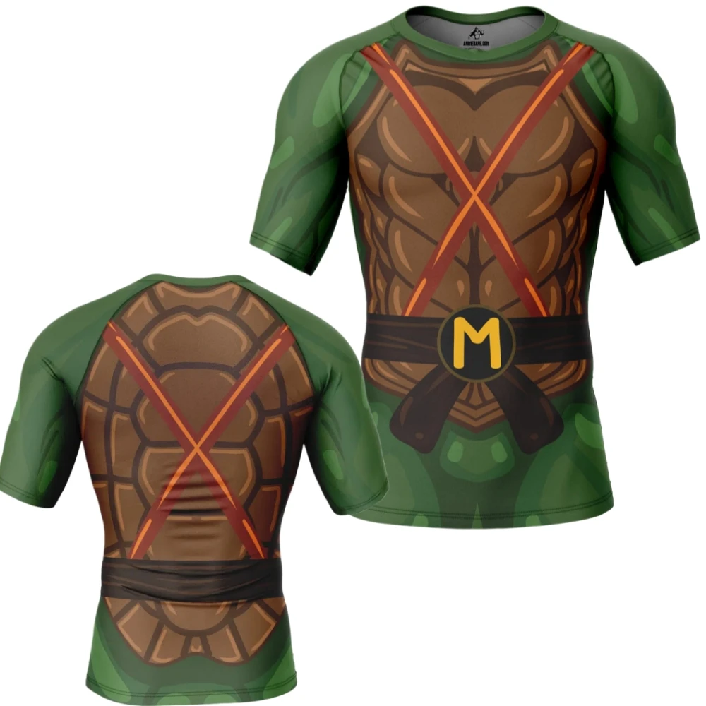 

Новейшая мужская футболка с коротким рукавом «Четыре брата-черепахи» для фитнеса и тренировок, свободного кроя, дышащая, быстросохнущая, для бега