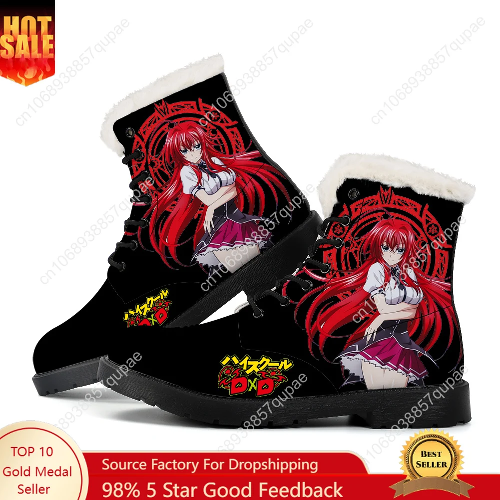 

High School DxD Rias Gremory Plush Boots Cartoon Men Women Teenager Casual Shoes Outdoor Keep Warm Footwear Couple Custom Shoe