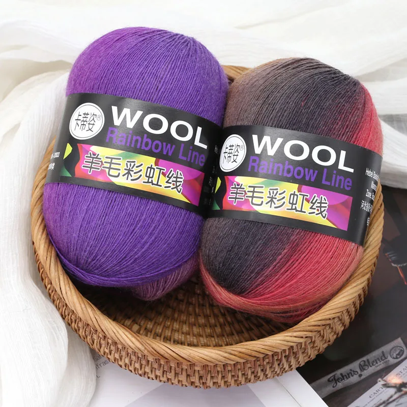 100g Wool Yarn Dye Rainbow Wool Flower Gradient Medium Thick Stick Needle Wool Hand Knitting Hat Coat Scarf Line