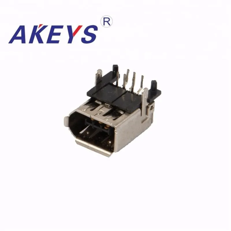 10PCS 1394-02 single layer 1394 Interface 6 pins 180 degrees usb connector with 2 Fixed pin