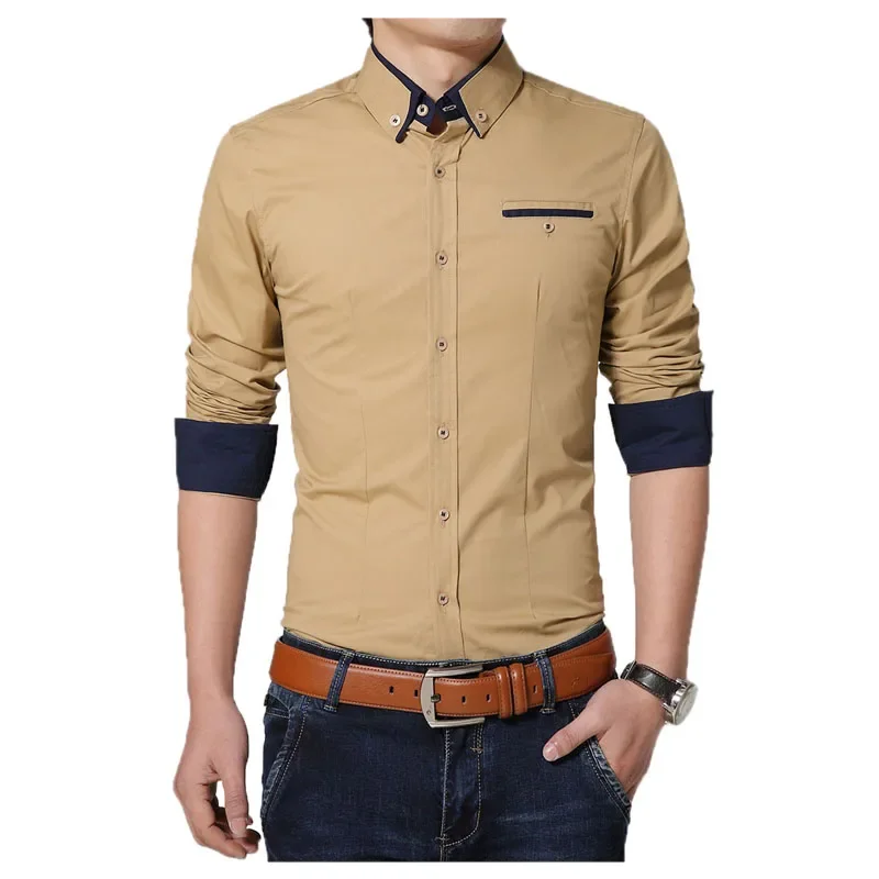 

Men Dress Shirts Fashion Business Long Sleeve Turn-down Collar Male Shirt Slim Fit Popular Designs Men Clothes Plus Size 5XL