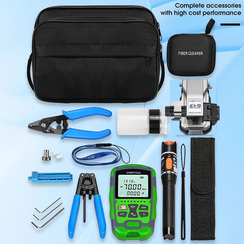 Kit de herramientas de fibra óptica con cuchilla de fibra AUA-X9 -70 + 10dBm/-50 + 26dBm 3 en 1 Mini medidor de potencia óptica localizador Visual de fallos de 10Mw