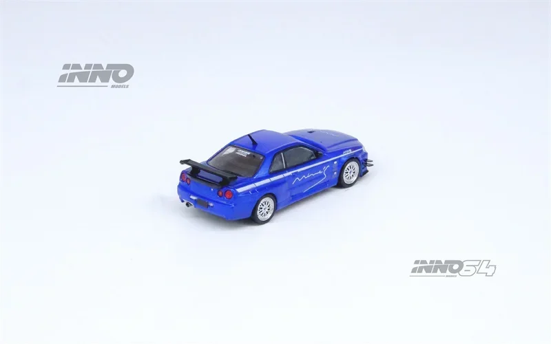 INNO 1:64 SKYLINE GT-R (R34)V-SPEC Tuned by MINE‘S Blue Diecast Model Car