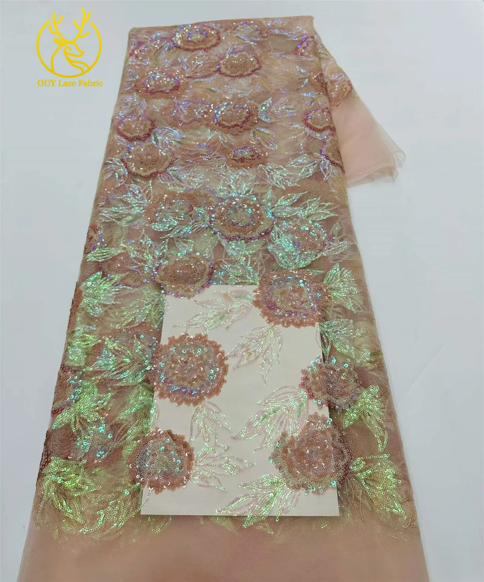 Luxuriöser afrikanischer Spitzenstoff 2026, schwarzer nigerianischer Spitzenstoff mit Perlen und Pailletten für Damen, elegantes Partykleid, Nähzubehör, 5 Yards – Detail 12
