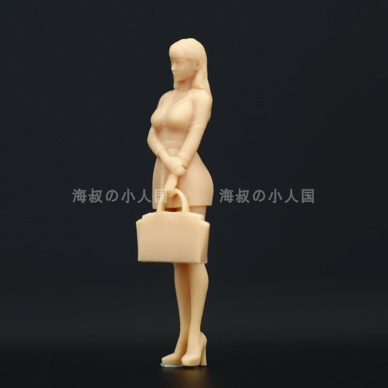 Mini estatueta brinquedos 3d impresso modelo branco 1/43 escritório feminino secretário diorama sem pintura diy cena em miniatura figura acessórios
