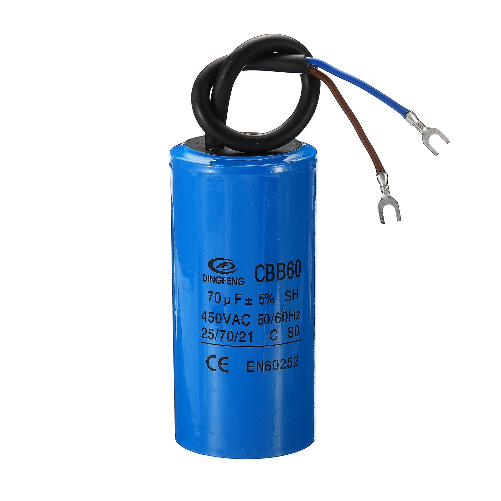 1/2/3Pc CBB60 Running Capacitor AC 450V 2 Wire 50/60Hz 25/30/35/40/45/50/60/70uF for Air Compressor Motor Washing Machines Start