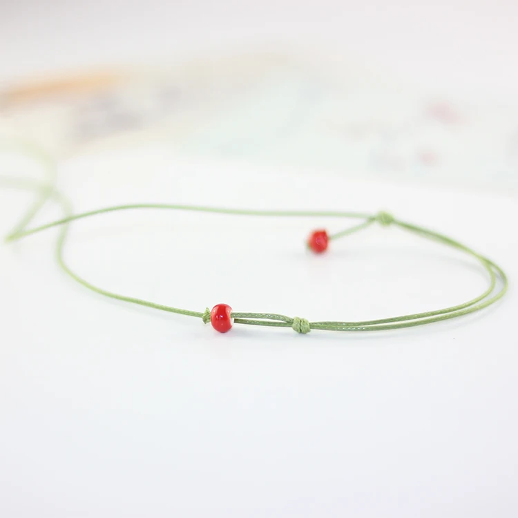 Miredo jewelry wholesale cute little strawberry watermelon clavicle necklace ceramic pendants twitter woven chain necklace #5182