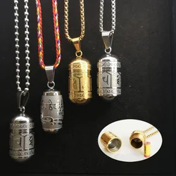Stainless Steel Ash Urn Jewelry Om Mani Padme Hum Lockets Pendant Women Men Buddhism Vintage Mantra  Funeral Cremation Necklace
