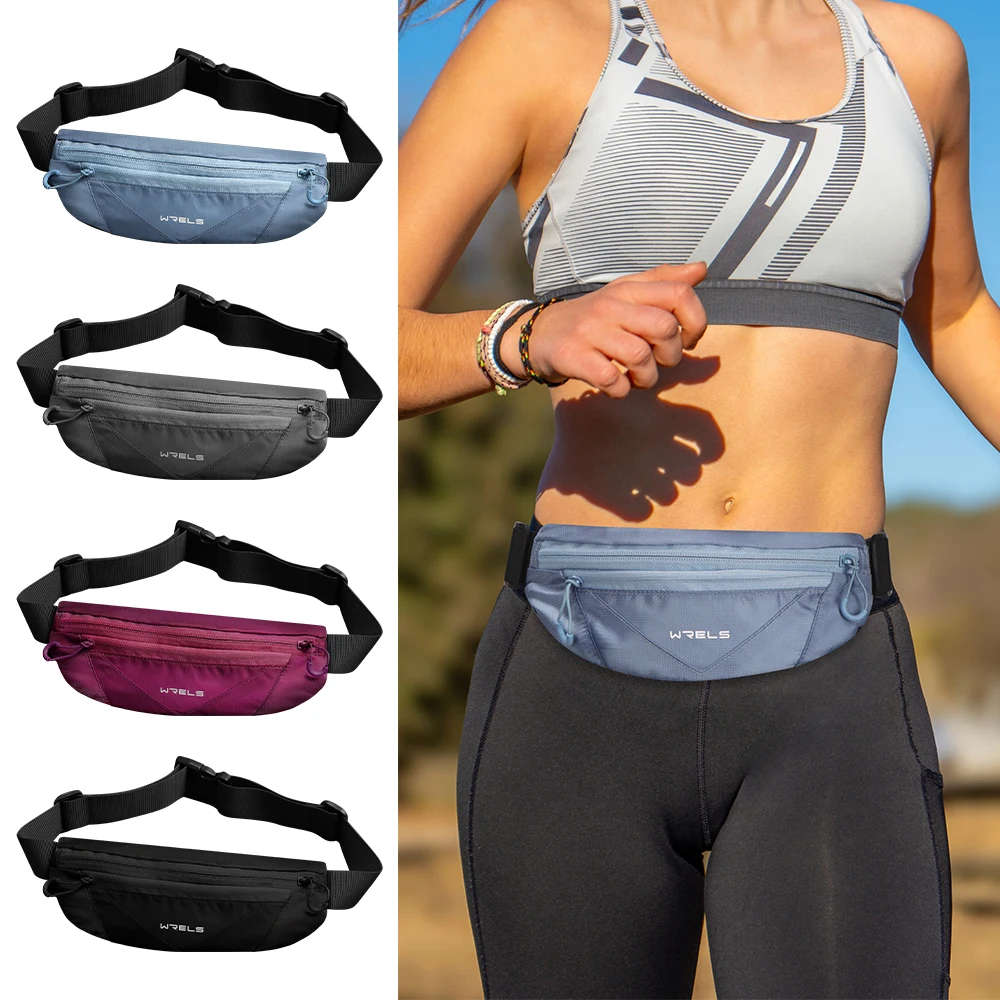 WRELS Man Woman Running Sports Belt Waist Pack Pockets Marathon Jogging Bag Outdoor Sports Cycling Phone Waist Bags Waterproof