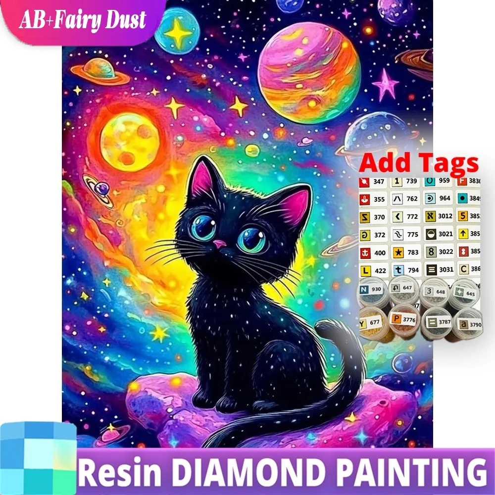 

Смола AB Фея Пил DIY Алмазная картина Черный кот Животное Акриловые принадлежности для рукоделия Мозаика Мультфильм Новое поступление Планета Вышивка Un