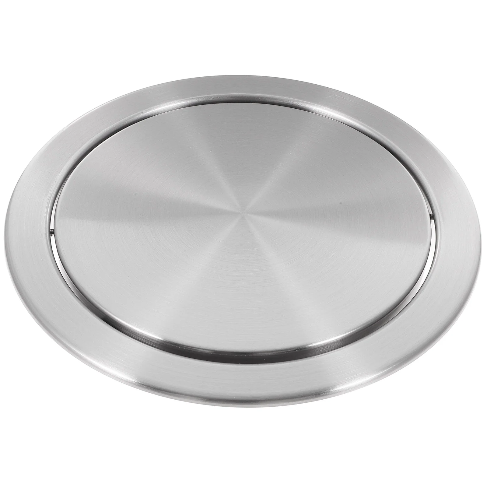 

Stainless Steel Trashcan Round Recessed Counter Top Cover Basket 430 Garbage Lid