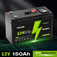 LiFePO4 12V 150000mAh Lithium Deep Cycle Battery for Solar Fish Finder Marine Outdoor Camping Off-Grid Applications with USBPort