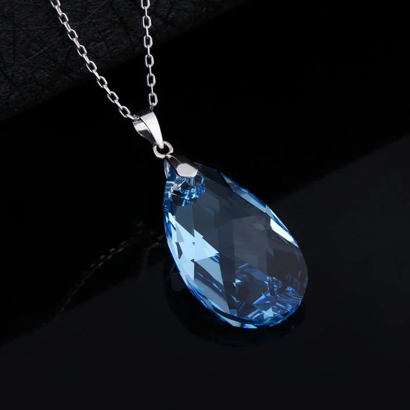 925 Sterling Silver Necklace Anime Sword Art Online SAO Cosplay Jewelry Accessory YUI Crystal Heart Pendant For Women Girls Gift