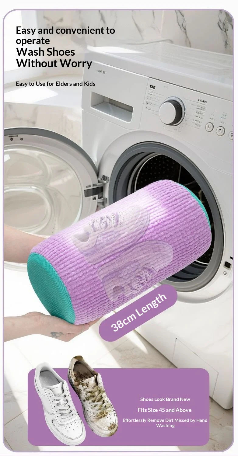 Flauschige Faser 360° ° Surround-Reinigungs-Schuhwaschbeutel – wiederverwendbarer, langlebiger, maschinenwaschbarer Wäschebeutel mit Reißverschluss (1 Stück) – Detail 6