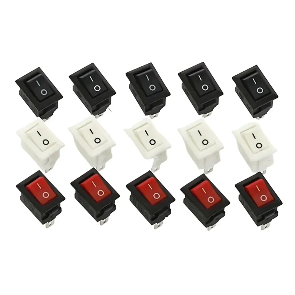 15pcs Mini Rocker Switches SPST, Snap-In AC On-Off Switch, 2-Pin I/O 10x15mm, Easy Installation for Small Appliances