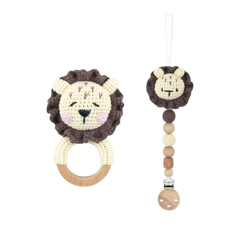 مشبك دمية J15U مع عضاضة أطفال كروشيه لتسنين الطفل الخشبي دمية الطفل #2