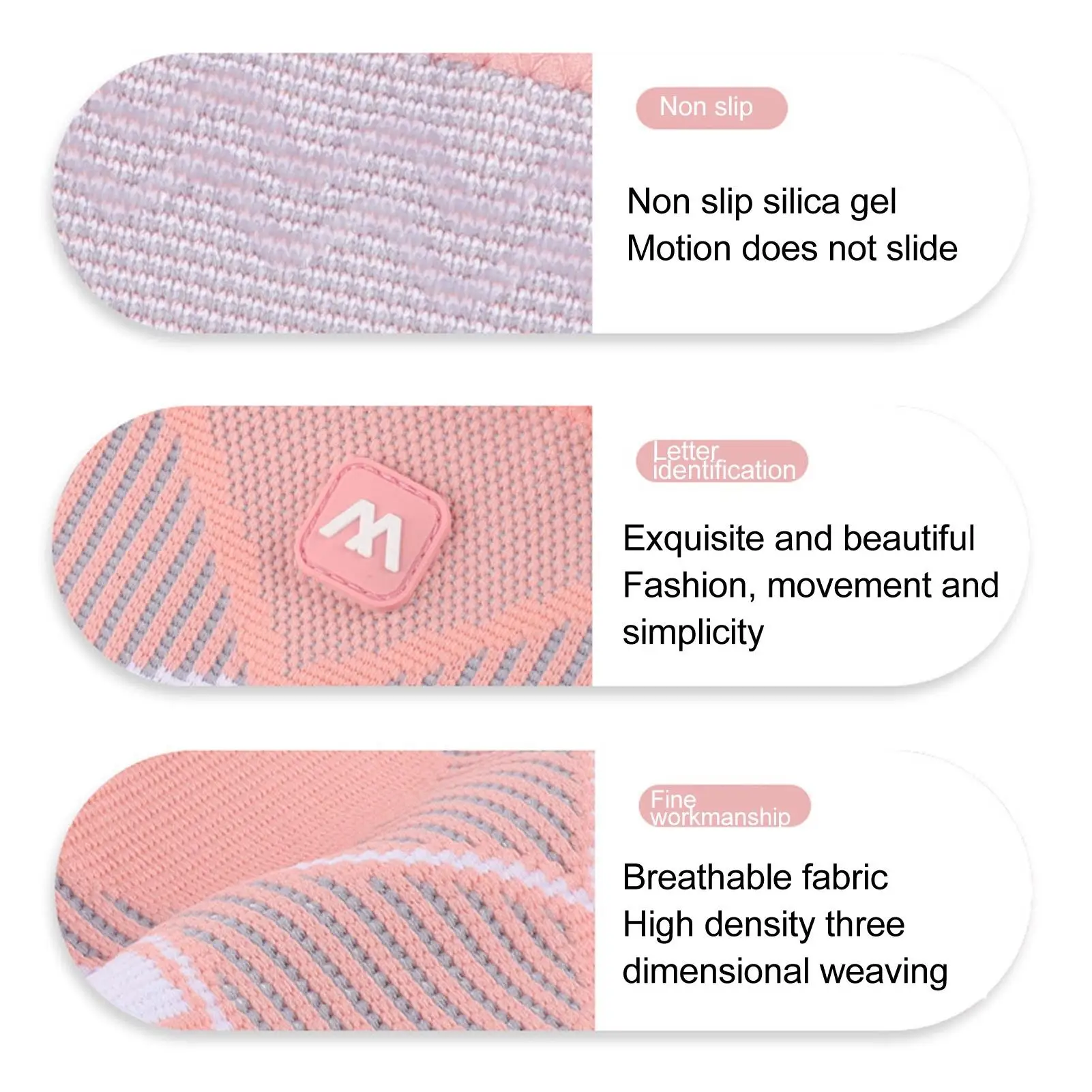 Sports Knee Pads Anti-Slip Pink Nylon Polyurethane Knee Protector for running - 72 bytes