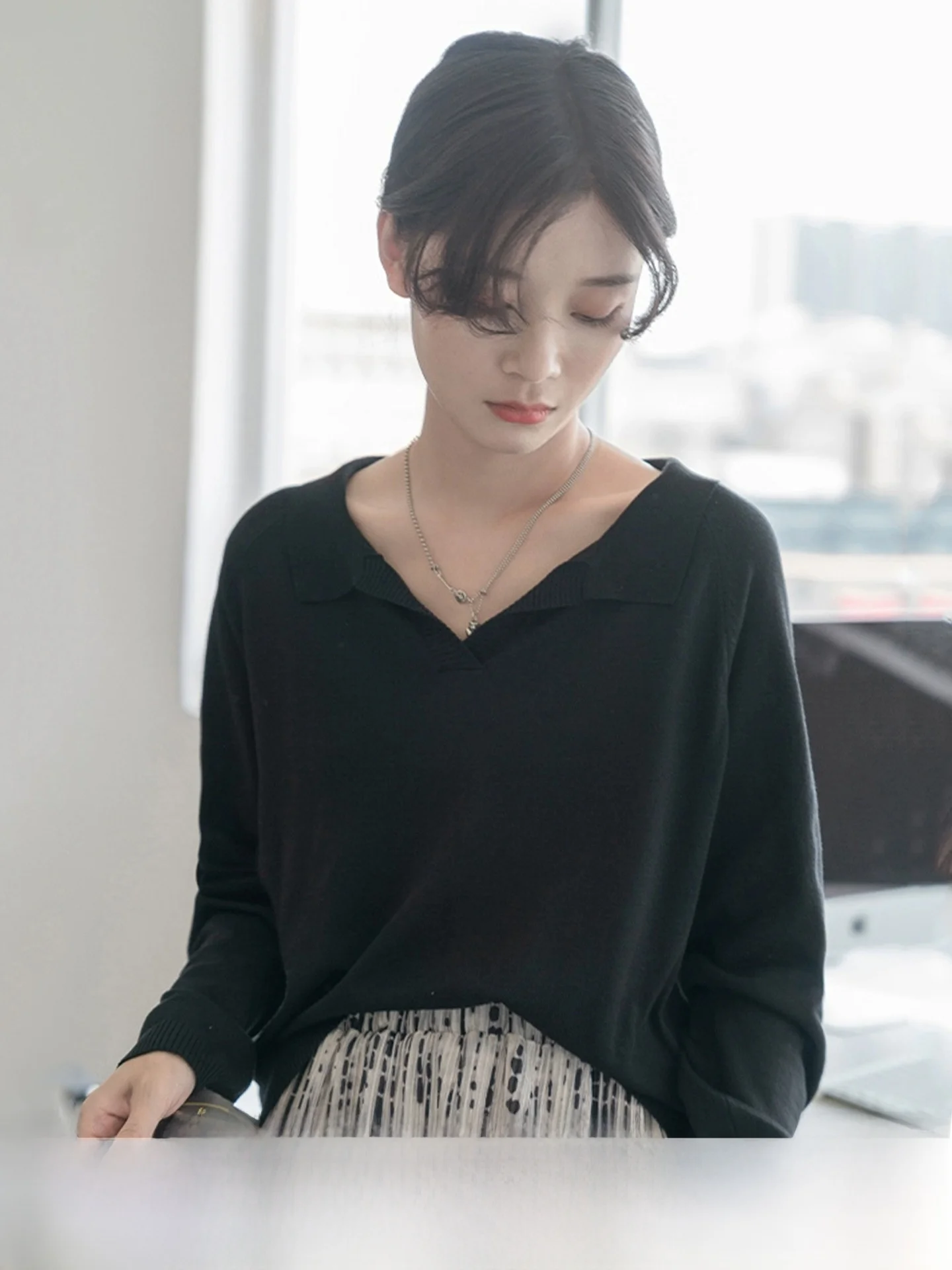 

Guer Женский удобный вязаный свитер Lazy Sle Core Spin Yarn Base Layer irt Max Design Sensation Long Sve Ne