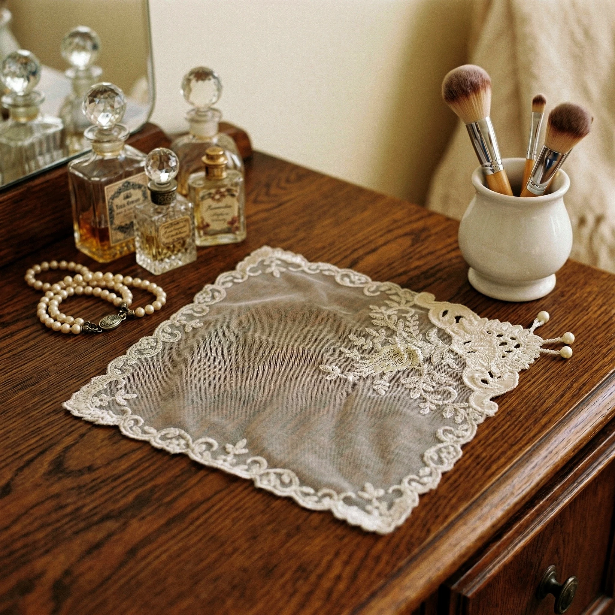 Placemat Set Of 2pcs Square Handmade Placemats Multi-Functional Dust Cover Elegant Tablecloth Fruit Plate Table Napkin Luxury - view 3