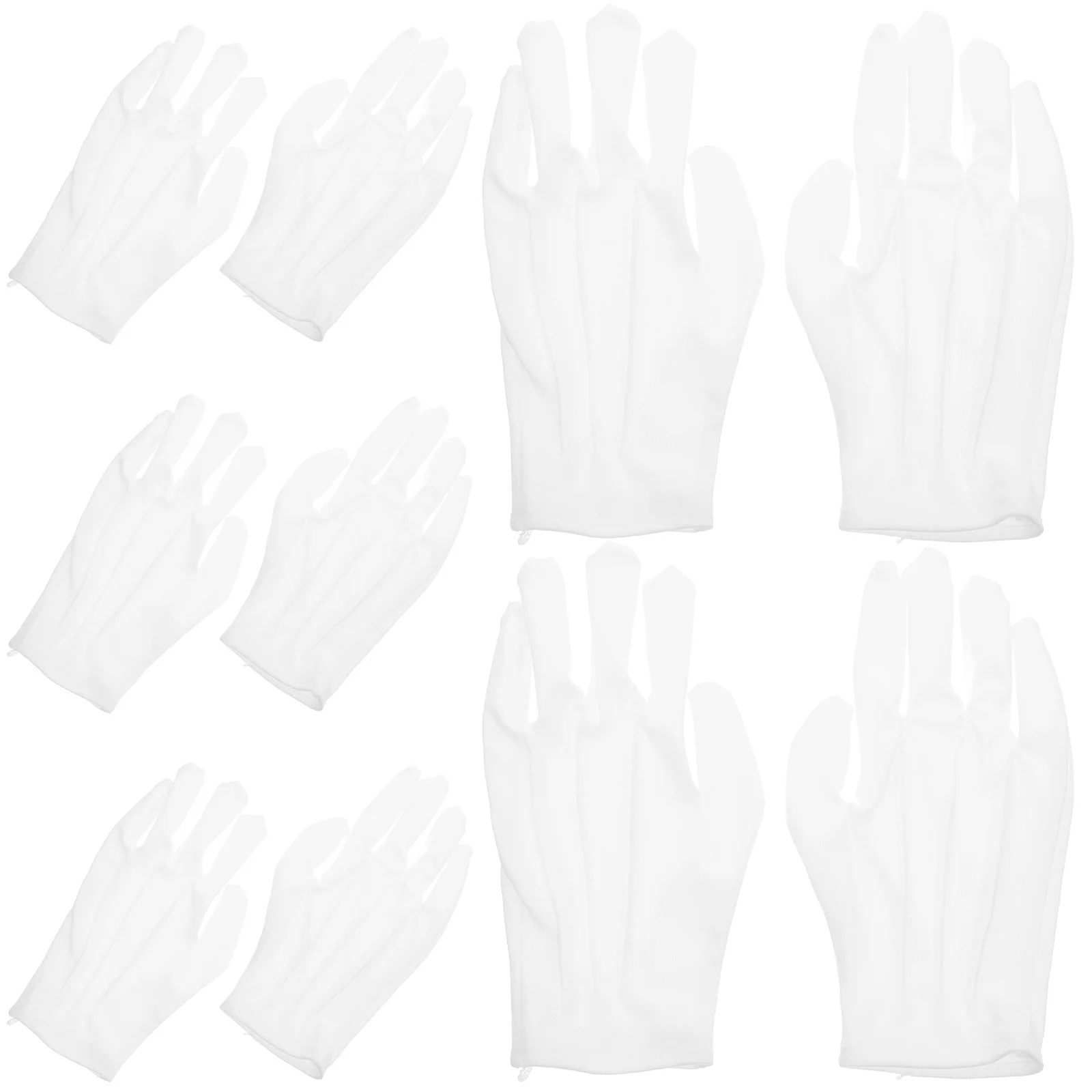 

10pcs White Polyester Gloves Breathable Anti-Dust Protective For Jewelry Handling Crafts Performance Ceremony Use Fine-Stitched