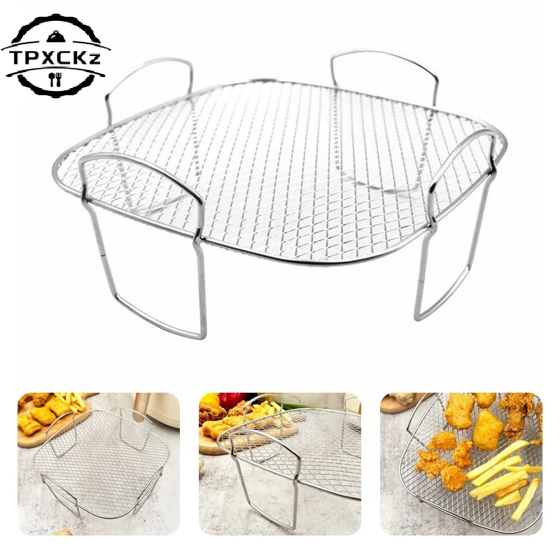 Multifunktionale Braten Rack Airfryer Dörr BBQ Rack Dampfer Braten Kochen Werkzeuge Air Friteuse Zubehör Edelstahl