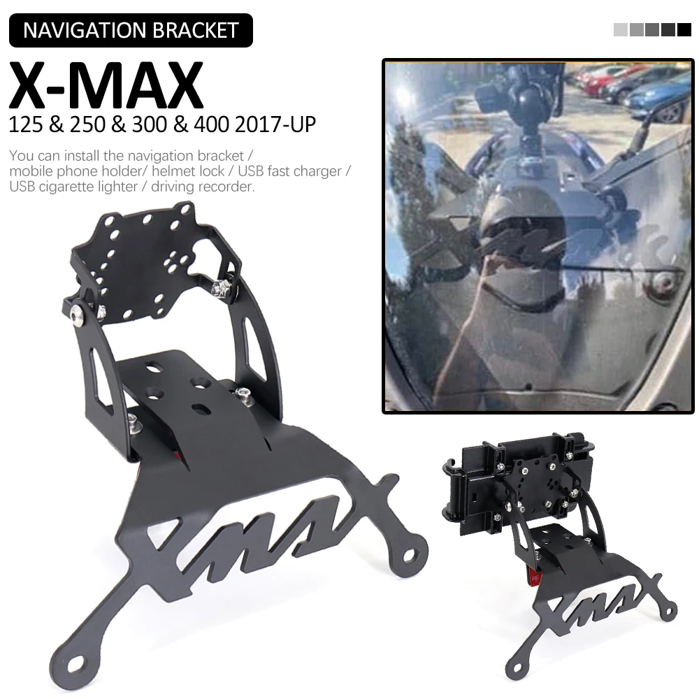 For Yamaha XMAX X-MAX 125 250 300 400 Motorcycle Accessories Phone Holder Bracket GPS Navigation Bracket Mounting Bracket 2017 -