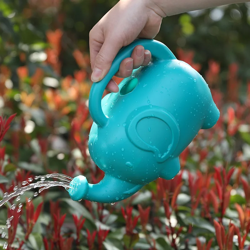 Elephant Watering Can 2 Quarts Blue/Green Novelty Indoor Watering Can Handheld Blue/Green Elephant Watering Can Home Garden