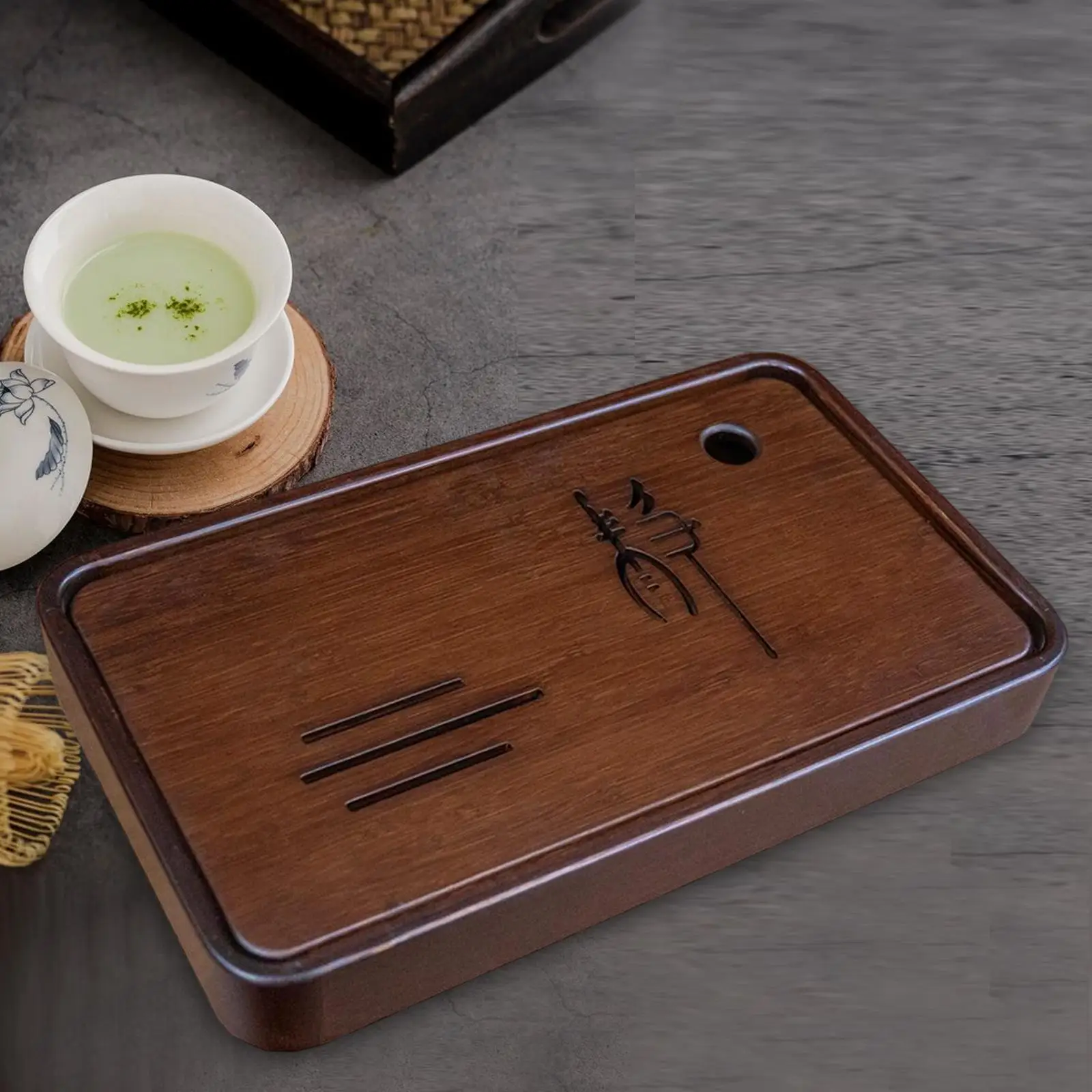 

Bamboo Tea Tray Gongfu Tea Table Set, Simple Sturdy Tea Lover Gift, Tea Serving Tray Tea Set Board for Home Teahouse, Hotel