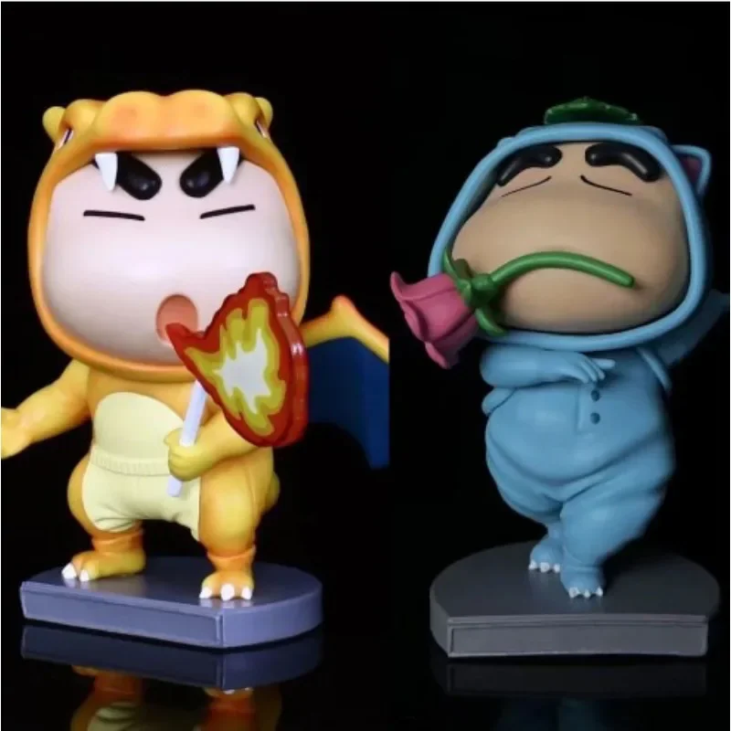 

New Funny Crayon Shinchan Cute Figures COS Bulbasaur Charizard Model Ornament For friends gift