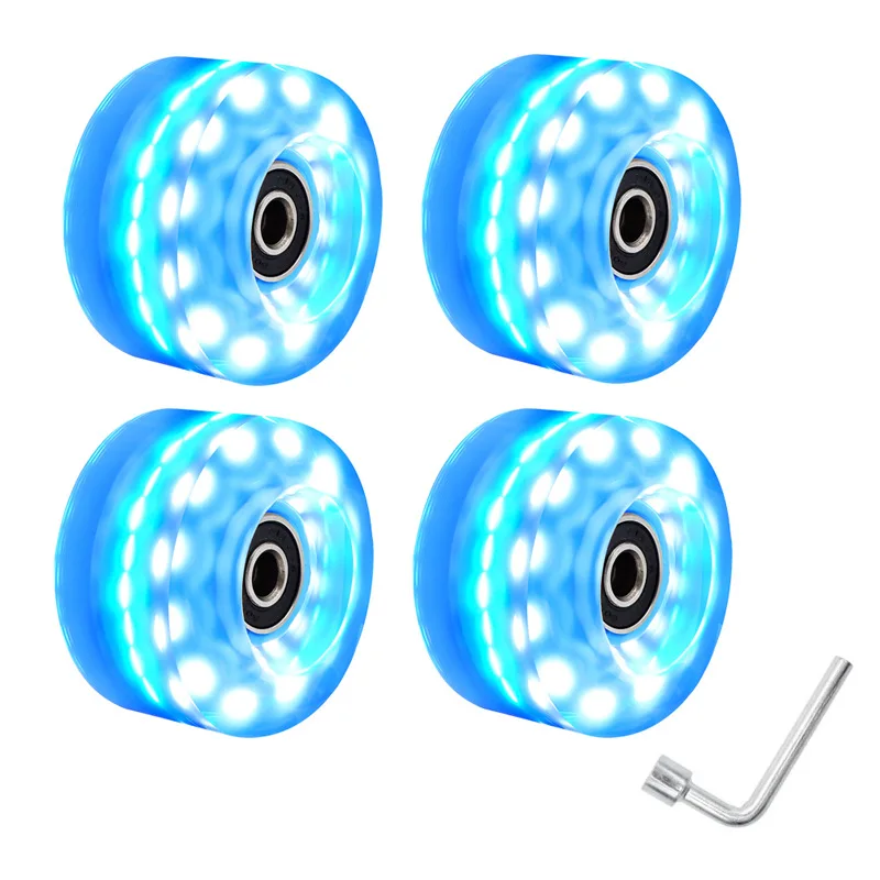 Upgrade Light up Roller Skate Wheels Luminous Skate Wheels Bearings Double Row Skating and Skateboard 32 x 58 mm 82A