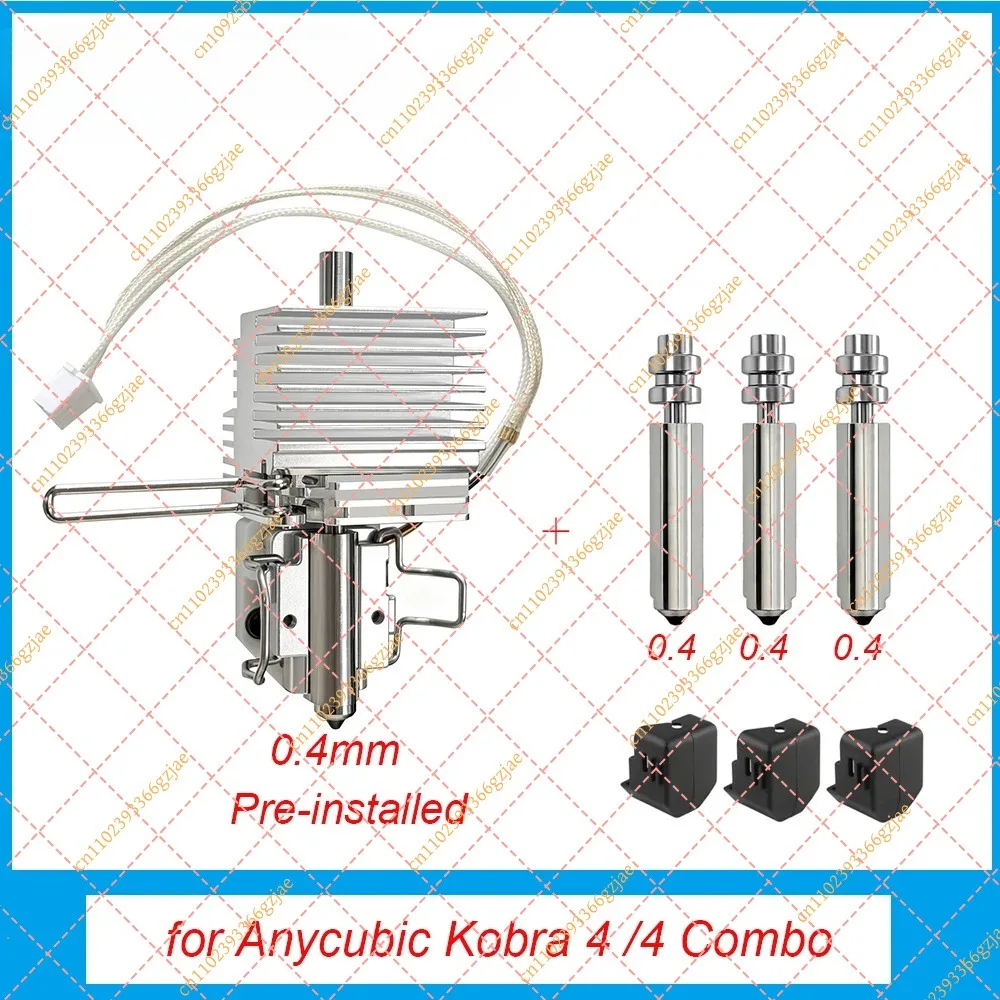 0.2mm 0.4mm 0.6mm 0.8mm Hotend Heating Assembly Kit for ANYCUBIC Kobra 4/Combo, Hardened Steel Print Head Extruder