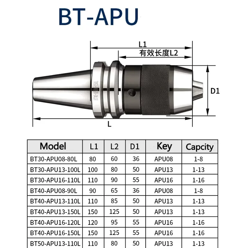 BT30 BT40 APU13 APU16 Werkzeuggriff BT APU Integriertes selbstsicherndes Bohrfutter Selbstsicherndes Bohrfutter CNC-Drehmaschinen-Werkzeughalter – Detail 1