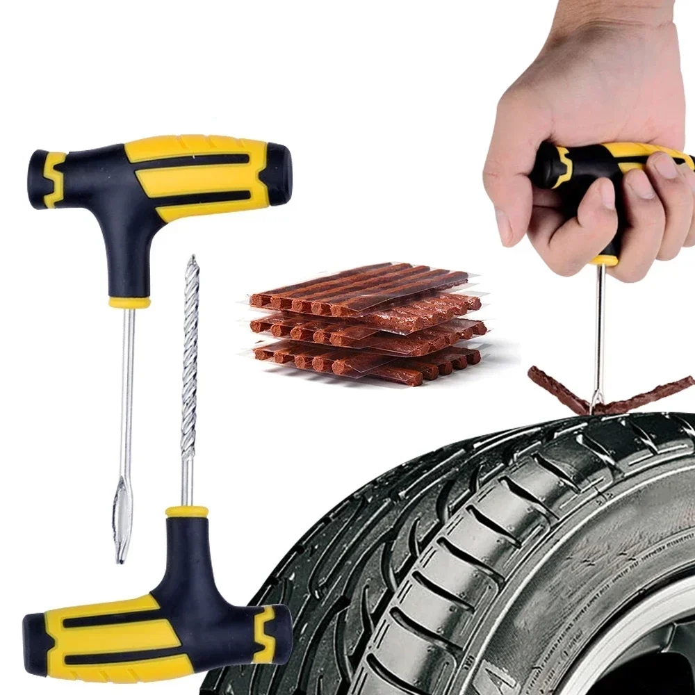 NEW Car Tubeless Tire Repair Rubber Strips Strings Glue Kit For Trucks Motorcycle Bike Wheel Tyre Puncture Emergency Plugs Set