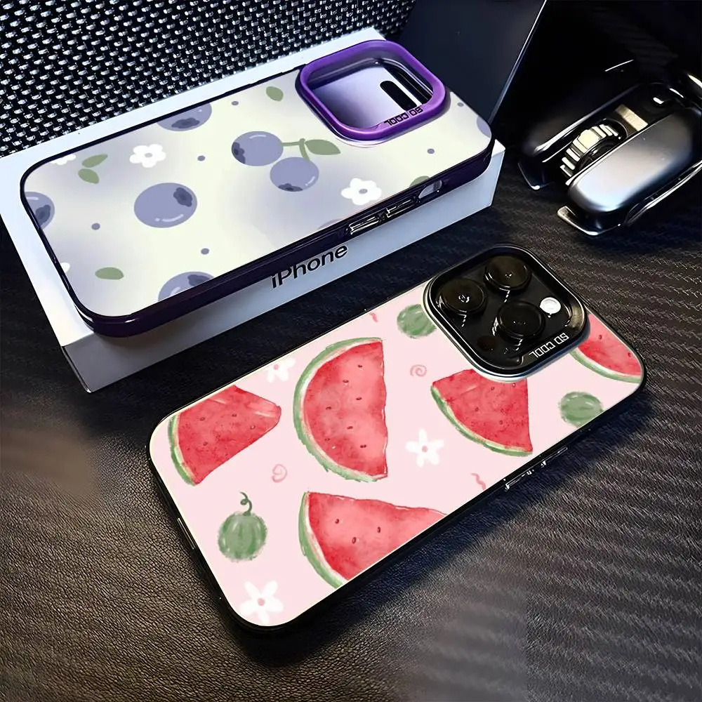 

Cute Fruit Cartoon Pattern Phone Case For iPhone 16,15,14,13,12,11,Mini,Pro,MAX Purple Matte Shockproof Cover
