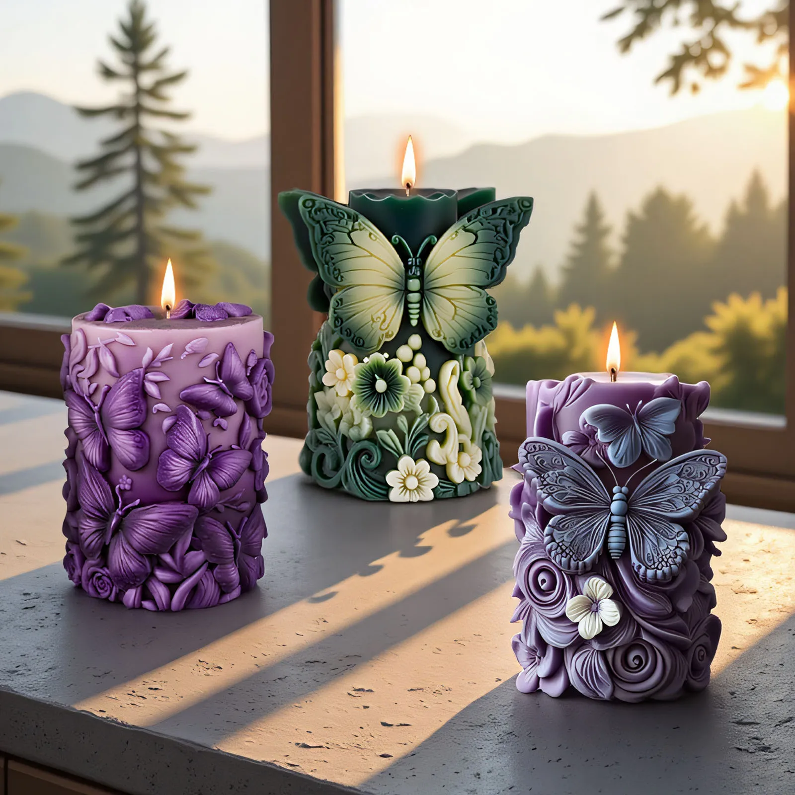

Butterfly Flowers Scented Candle Silicone Mold Cylindrical DIY 3d Butterfly Plaster Epoxy Resin Molds Candle Making Supplies