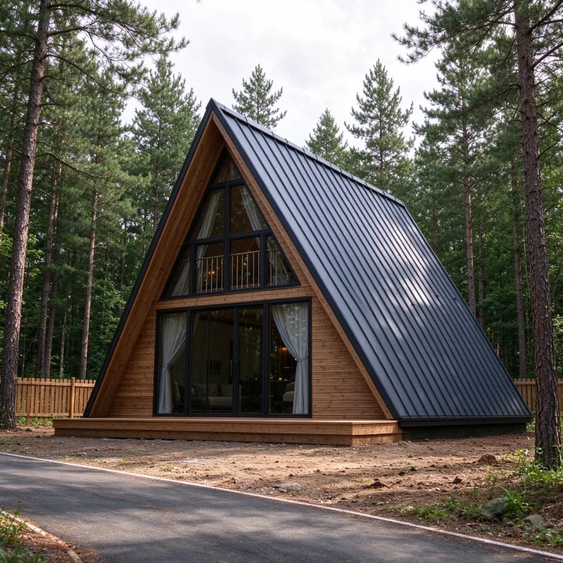 Prefab Wooden A Frame Cottage Kit, Modern Triangle Home for Resort Camping Garden Guest Accommodation & Rental, Custom Available