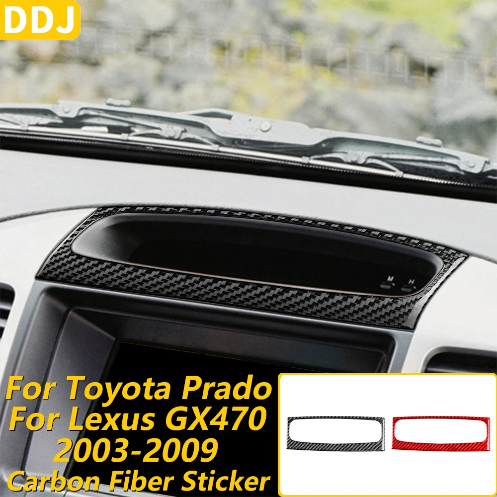 Soft Carbon Fiber Central Control Time Display Frame Trim Cover For Lexus GX470 For Toyota Prado 2003-2009 Interior Accessories
